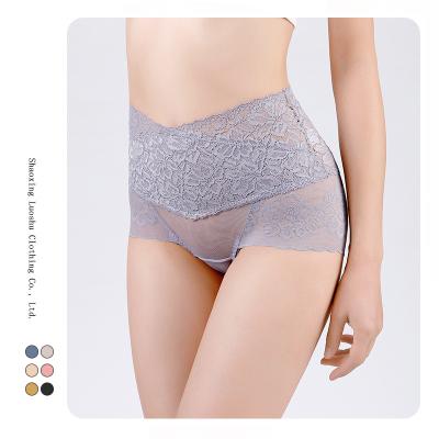 China Wholesale Women's Antibacterial Summer High Waist Ice Silk Using Sex Sexy Lace Lingerie Transparent French Panties Order Briefs Underwear for sale