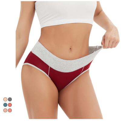 China Cotton Breathable 40s Large Plus Size Ladies Spell Color Patchwork High Waist Women's Briefs Panties for sale