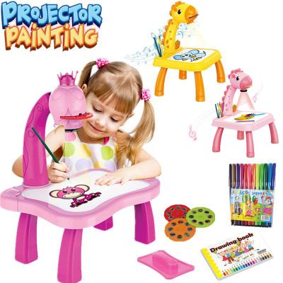 China Children Playing Drawing Board Drawing Toy Projection Painting Projector Toys Machine 2022 Smart Children Drawing Board For Kids for sale