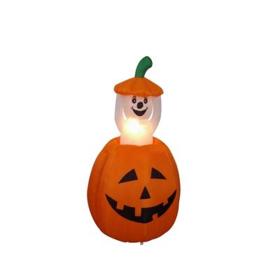 China Wholesale Custom Inflatable Polyester Pumpkin Ghost Inflatable Halloween Decorations Outdoor With Lights for sale