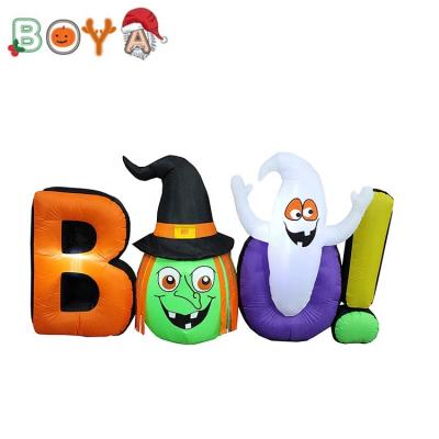 China New Decoration 100%Polyester Inflatable Halloween Witch Ghost Boo LED Light Garden Decoration Indoor Outdoor Holiday Decorations for sale