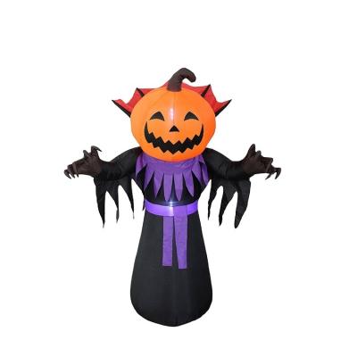 China 100%Polyester Customized Outdoor Inflatable Vampire Head Collar Pumpkin Monster Halloween Decorations for sale