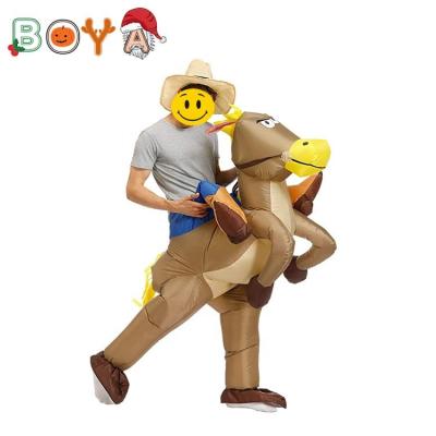 China Inflatable Party Costume/Wholesale Riding Cowboy Horse Inflatable Costume Equipment Festival Costume For Adults for sale