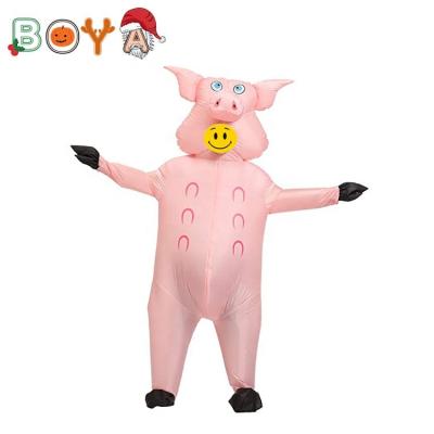 China Inflatable party costume holiday party costume/pink high quality cosplay inflatable pig festival costume for sale