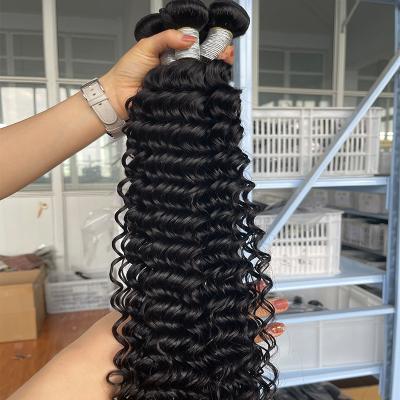 China Deep Wave Cheap Unprocessed Raw Indian Hair Cuticle Aligned Deep Wave Hair Bundles Double 12A Hair Pulled Sellers for sale