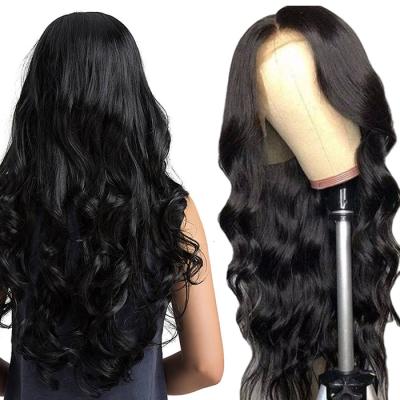 China Swiss Lace Natural Wave 13*4 Lace Frontal Hair Wigs , Full Cuticle Aligned Unprocessed Indian Virgin Body Wave Wigs for sale