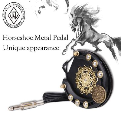 China Professional Metal Tattoo Foot Pedal For Tattoo Machine Retro Punk Switch Tattoo Control Steel Horse Foot Pedal for sale