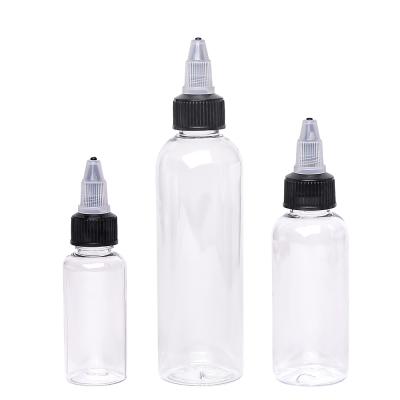 China Clear Empty Plastic Tattoo Ink Bottle 30ml 1oz 2oz 4oz Color Tattoo Ink Bottle for sale