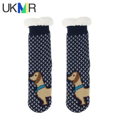 China UKMR Anti-skid Dog Sleep Socks For Women Slippers Warm Socks For Slippers Fuzzy Women's Fluffy Slipper Socks For Women for sale