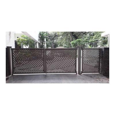 China Easily Assembled Laser Cut Automatic Opening Metal Gate Iron Perforated Base Track Driveway Remote Control Gate and Barrier Panel Design for sale