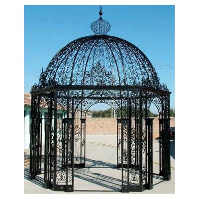 China Easily Compiled Ornamental Outdoor Steel Gazebo Designs Wrought Iron Garden Pergola Iron Roof Dome Designs for sale