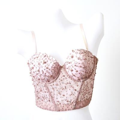 China Sexy hot beaded rose antibacterial women's filler to lift sexy corsets upper bustiers for sale