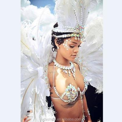 China 2018 costumes carnival costumes band party with feather headpiece carnival wings for queen carnival yarn costumes for sale