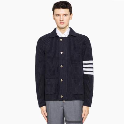 China 2022 New High Quality OEM Custom Lapel Anti-wrinkle Woolen Cardigan Men's and Women's Couples Jacket Thick Casual Knitted Sweater for sale