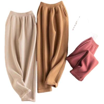 China 2022 New Anti-wrinkle Women Winter Straight Leg Wide Leg Knitted Pants Pure Cotton Thermal Pocket Design Can Be Customized for sale