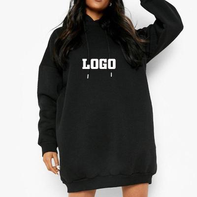 China Sustainable custom Logo long Sweatshirt Cotton Fleece Women Sweater pullover Oversize hoodie dresses for sale