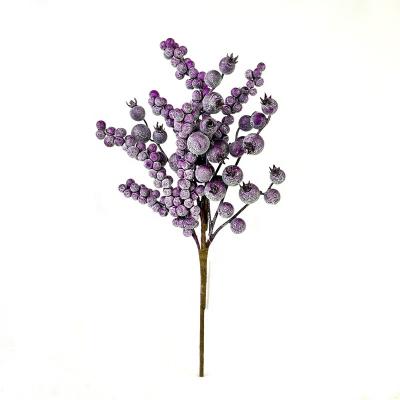 China Decoration High Simulation Purple Berries Branch For New Year And Christmas Decoration for sale