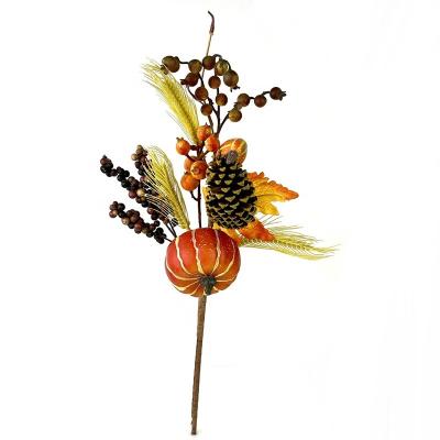 China Decoration Artificial Autumn Floral Picks Fall Maple Leaves Blossom Berry Branch Arrangements For Home Decoration for sale