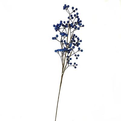 China Blue Artificial Berry Stems Artificial Fruit Bud Moss Wedding Flower Decoration for sale