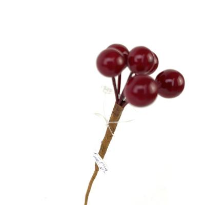 China Mini Berry Artificial Fruit Branch For Christmas Decoration Picks Hand Made Winter Holiday Decorations for sale