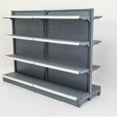 China 2022 Double Sided Latest Design Modern Supermarket Layout Shelves For Regular Food Stuff for sale