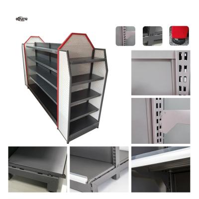 China 2022 Double Sides Latest Supermarket Shelves Rack Modern Design Layout Metal Shelves for sale