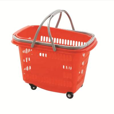 China 1) Supermarket 2)30L Supermarket Hand Smart Callapsable Plastic Shopping Basket With A Western Handle OEM Customized Logo for sale