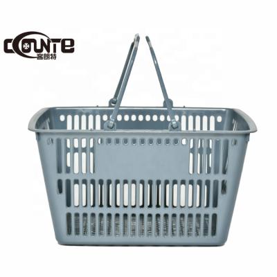 China 1) Supermarket 2)30L Supermarket Hand Smart Callapsable Plastic Shopping Basket With A Western Handle OEM Customized Logo for sale