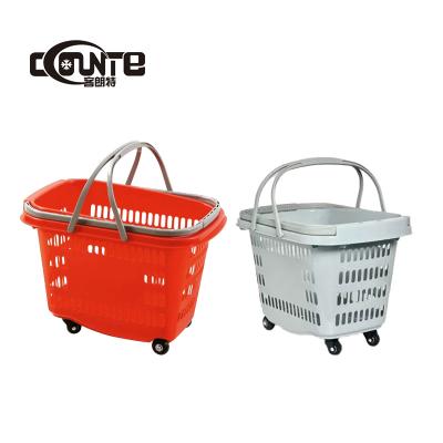 China Supermarket Plastic Shopping Basket Color Logo Customized Hand Trolley Laundry Trolley Easy-carry Basket for sale