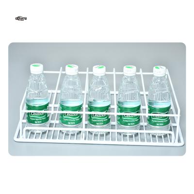 China Commercial Supermarket Metal Refrigerator Water Self Checking Roller Slide System Beverage Bottle Shelf Pusher for sale