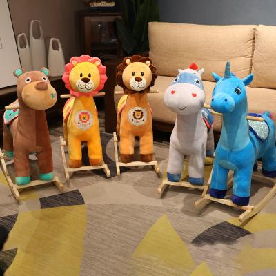 China Retail Customized Cartoon Toy Children Birthday Gifts Wholesale Rocking Horse Plush Rideable Toy for sale