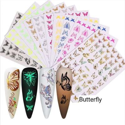 China Adhesive 3D PET Butterfly Nail Art Sticker Decal for sale