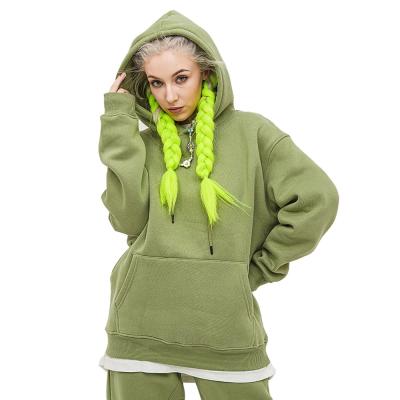 China Unisex Green White Heavy Down O-Neck Customized Thick Cotton QUICK DRY Simple Oversized Women's White Heavy Hoodie for sale