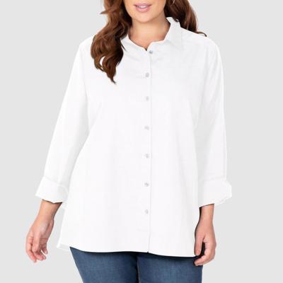 China Summer Breathable Customized Women's Plus Size Tops Slim Solid Color Blouse Button Shirts Long Sleeves for sale