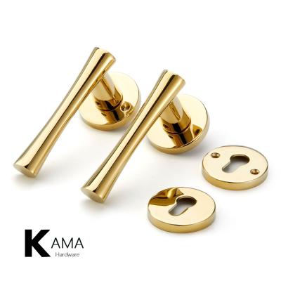 China PVD Golden Split Mortise Door Lock Handle Zinc Alloy For Wooden Doors for sale