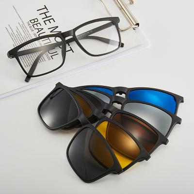 China High Quality Custom Magnetic Fashion Sunglasses 5 Pcs Polarized Clip On TR Sunglasses Frame For Night Workout for sale