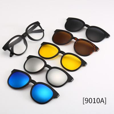 China High Quality Fashion Sunglasses 5 in 1 Magnetic Night Vision Driving Custom Polarized Clip On Sunglasses for sale