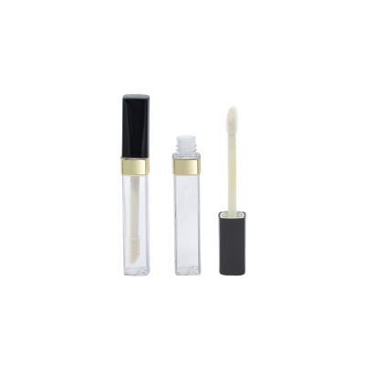 China Cosmetic Transparent Plastic Square Lip Gloss Packaging OEM Square Gold Black Gold transparent Gold Lipgloss Packaging Custom Lipglos for sale