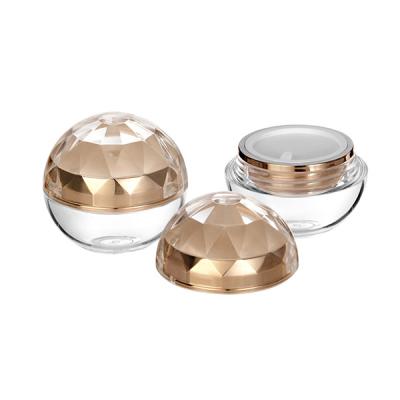 China Classic / Double Edged Gold 15g Cosmetic Whitening Acrylic Cream Jar Ball Shape Jar for sale