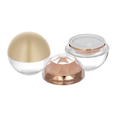 China Custom Classic / Double-edged Opal Round Empty Cream Jar Acrylic Cosmetic Ball 23g 30g 50g Shape Plastic Jar for sale