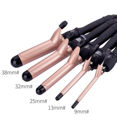 China 360 Degree Hair Curler Small LCD Digit Wand Rotating Hair Curler Heat Adjustable Settings for sale