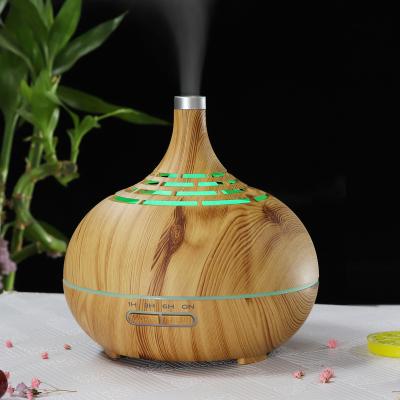 China Wooden Diffuser 400ml Mini Wooden Ultrasonic Air Humidifiers Portable Car Home 400ml Grain Aromatherapy Aroma Essential Oil Diffuser for sale