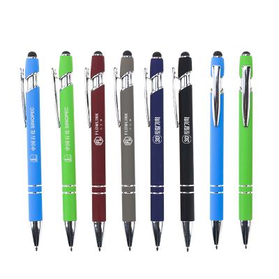 China Luxury Promotional Gift Custom Logo Soft Touch Ballpoint Pen With Stylus Metal Premium Pen for sale