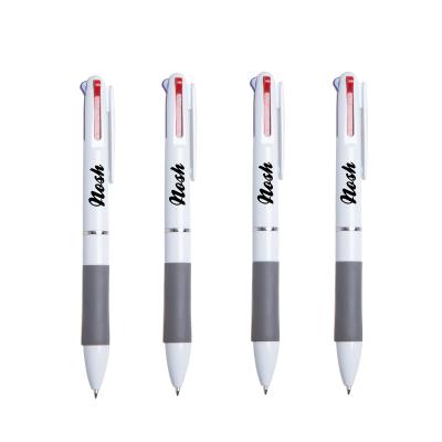 China Novelty simple design plastic 3 in 1 multi ink ball pen custom logo for promotional 3 color ink ball pen for sale