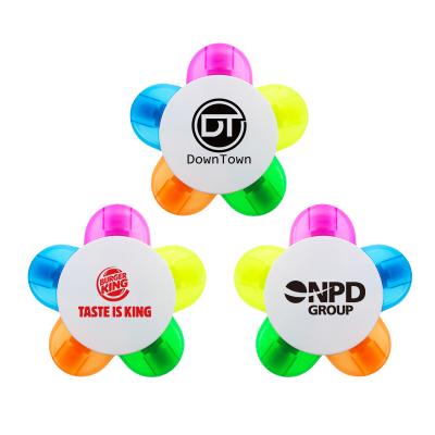 China Cool Promotional Plastic Cute Marker Pen Flower Hightlight Custom Novelty Logo for sale