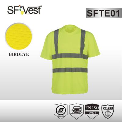 China High vis bright color safety shirts with reflective tape , polyester birdeye mesh fabric for sale