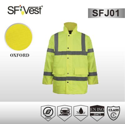 China High visibility winter Reflective Safety Jacket with outside / inside pockets for sale