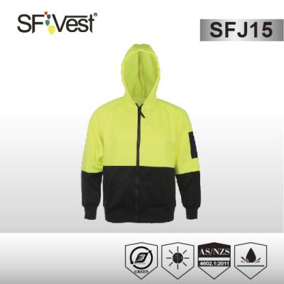 China High visibility clothing class D safety jacket AS/NZS floresecent with bottom navy for sale