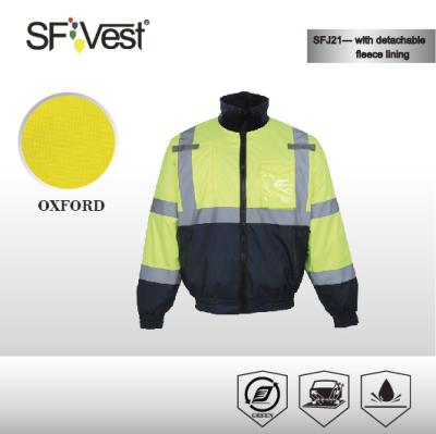 China Winter safety jackets reflective  hi vis 2 in 1 jacket with detachable fleece lining waterproof for sale