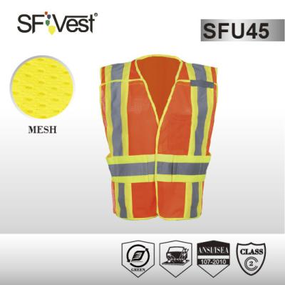 China High visibility workwear reflective safety vest 5 point breakaway and 5cm silver tape ANSI/ISEA 107-2010 for sale